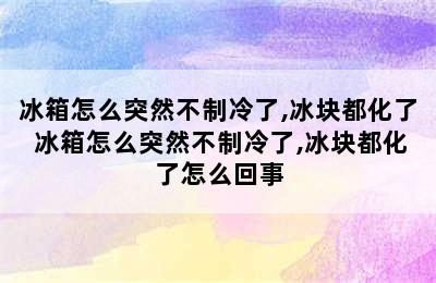 冰箱怎么突然不制冷了,冰块都化了 冰箱怎么突然不制冷了,冰块都化了怎么回事